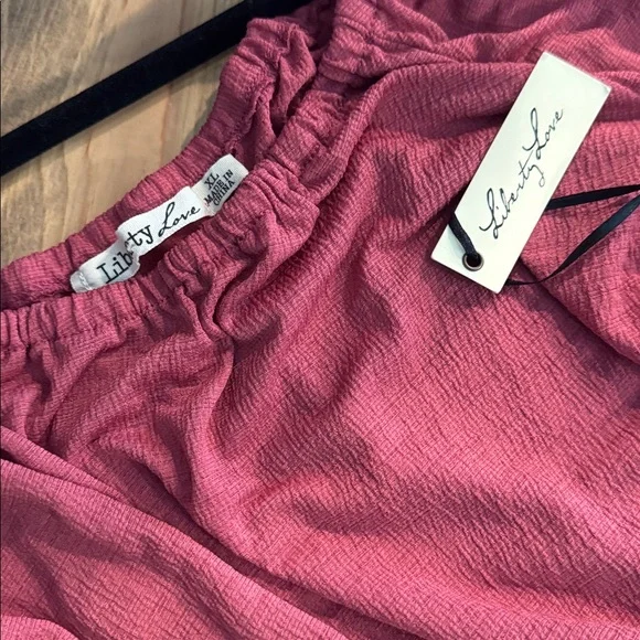 Liberty Love Rose Pink Gathered-Waist Long Sleeve Top NWT - Picture 3 of 5